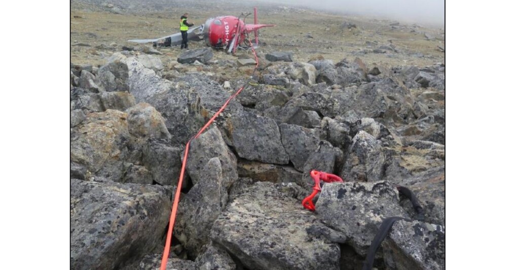 Wreckage of Air Greenland Airbus AS350B3 OY-HGT at Dye One Comms Site (Credit: AIB Denmark)