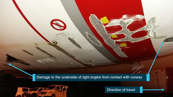 Virgin Australia Boeing 737-8HE VH-VIW Nacelle Damage (Credit: Virgin Australia via/annotated by ATSB)