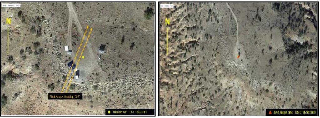 The OP (left) Showing the Attack Direction and the SA-8 Target (right) Showing the Site Layout (Credit: USAF AIB)