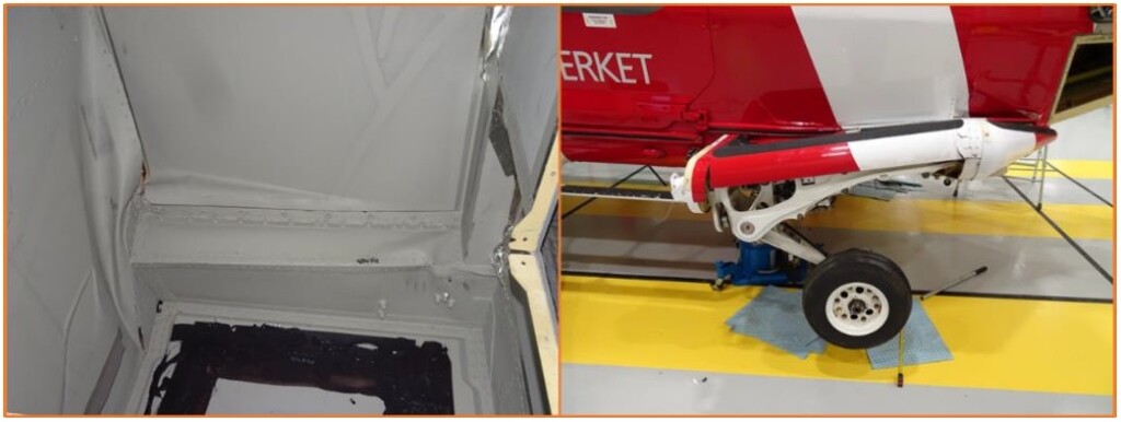 Damage to SMA SAR Leonardo Helicopters AW139 SE-JRM After Training Accident (Credit: SHK)