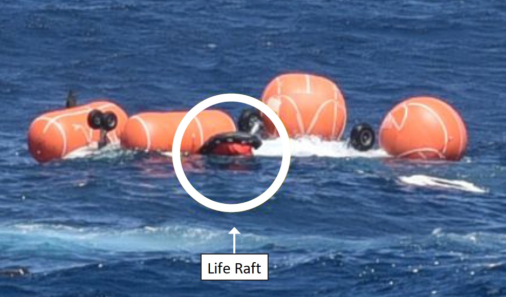 Pilot's Inflated Individual Life Raft (Credit: RNLN)