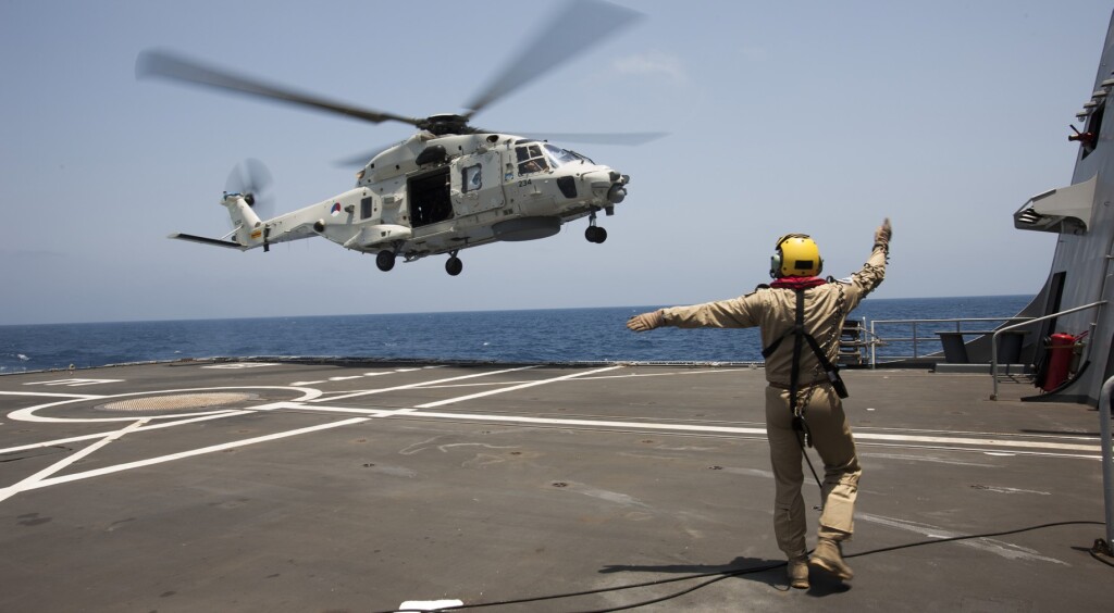An NH90 Operating on the helideck of a Warship of the Royal Netherlands Navy (Credit: NL Ministry of Defence)