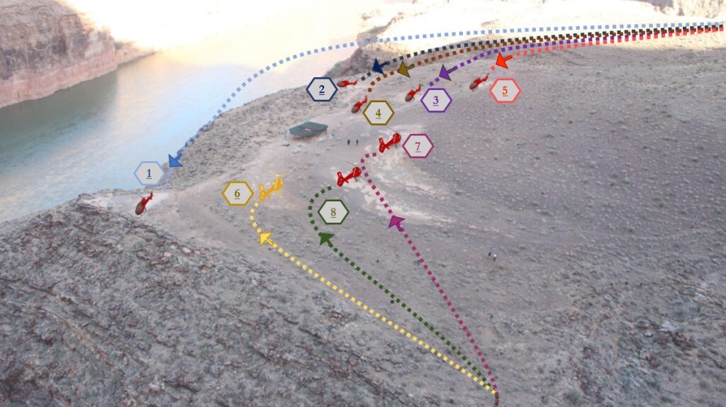 Previous Approach Paths to the Papillion Quartermaster Landing Area, Grand Canyon (Credit: NTSB)