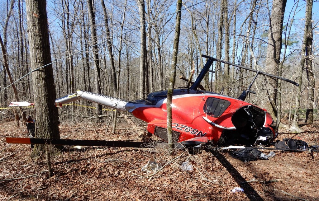 Wrechage of Rotor Blade LLC Hughes 369 / 500 N89ZC After Aerial Saw Accident 2019 (Credit: NTSB)