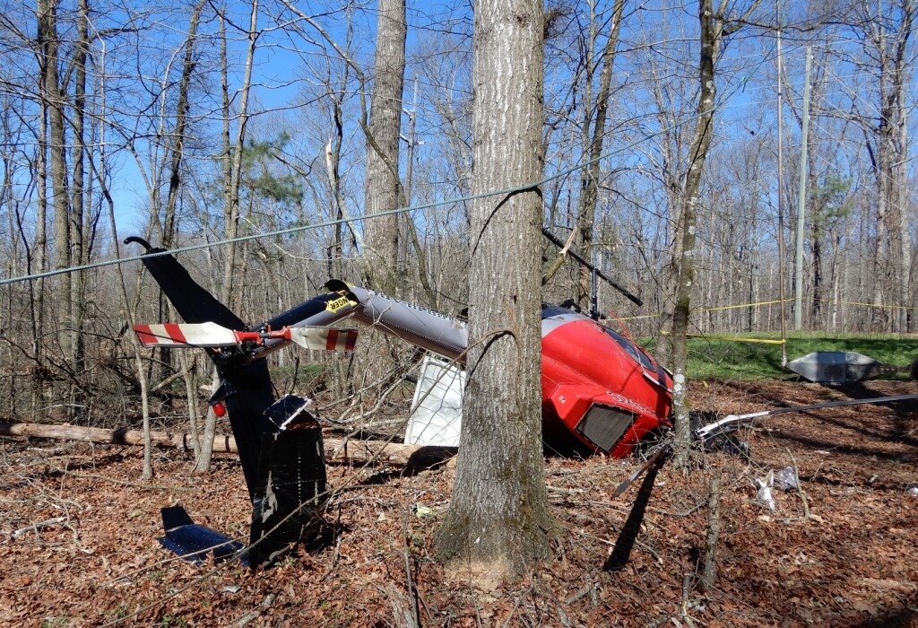 Wreckage of Rotor Blade LLC Hughes 369 / 500 N89ZC After Aerial Saw Accident 2019 (Credit: NTSB)