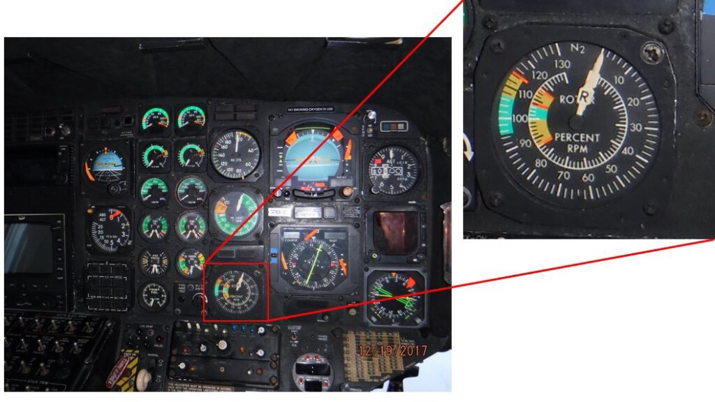 Pilot Side Instrument Panel with N2 and Nr Thumbnail (Credit: NTSB)