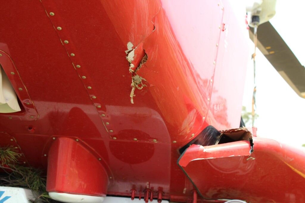 Damage to LAFD AW139 N304FD after LOC-I and Tree Collision (Credit: NTSB)