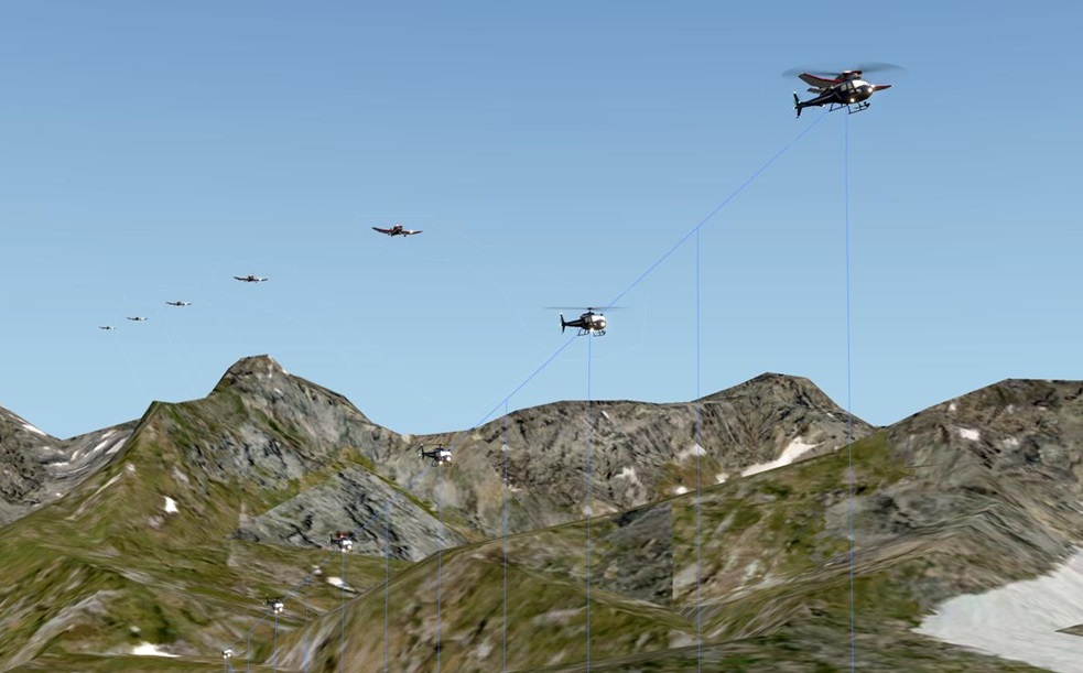 Flightpaths of AS350B3 I- EDIC and Jodel D.140E  F-PMGV over Rutor Glacier, La Thuile  (Credit: ANSV)