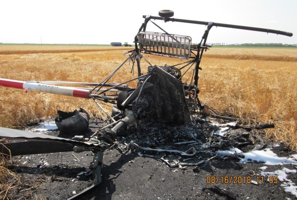 Wreckage of Schweizer 300C (S269C) N3625Z near Kindred, ND (Credit: FAA via NTSB)