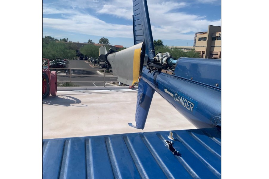 Air Methods Corp (AMC)  Airbus AS350B3 N544AM Tail Rotor Strike Tucson Medical Center Helipad  (Credit: via NTSB)