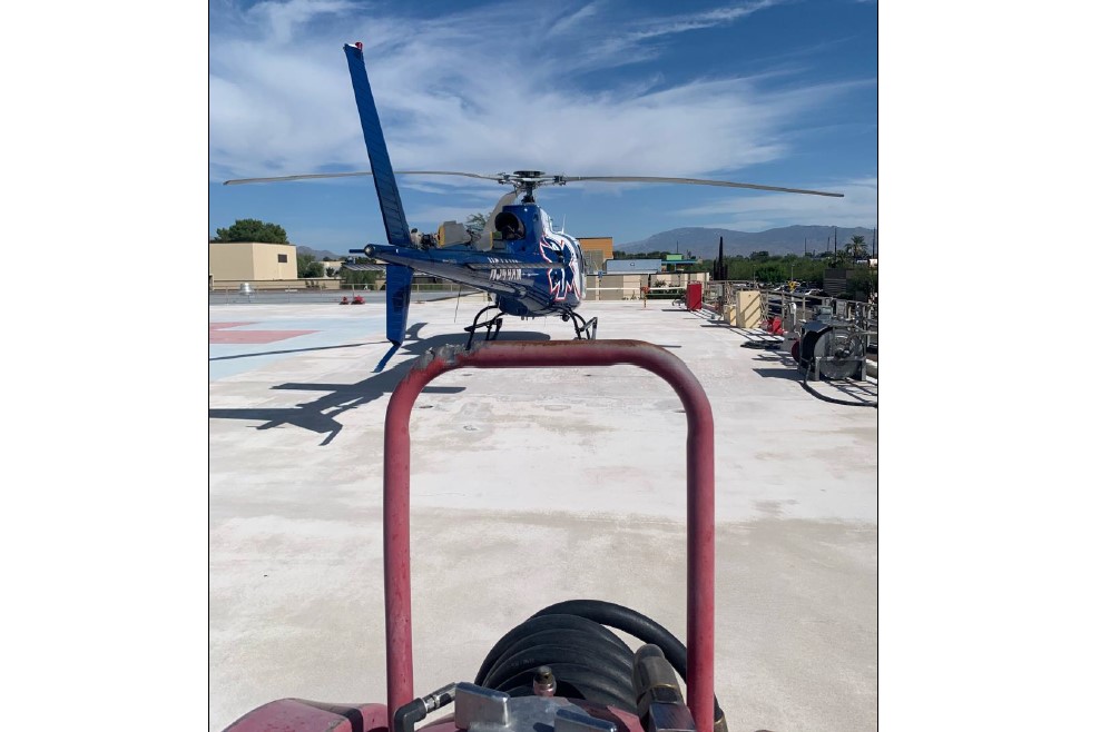 Air Methods Corp (AMC)  Airbus AS350B3 N544AM Tail Rotor Strike Tucson Medical Center Helipad  (Credit: via NTSB)