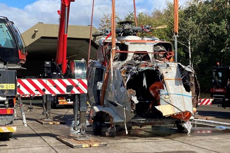 Wreckage of NH90 N-324 at Gilze-Rijen Air Base After Recovery (Credit: via IVD)