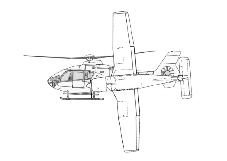 Representation of Orientation at Impact of DRF Luftrettung Airbus EC135P2+ HEMS helicopter D-HDRV and private Piper PA-28RT-201T Turbo Arrow IV HB-PGF During a Mid Air Collision (Credit: BFU)