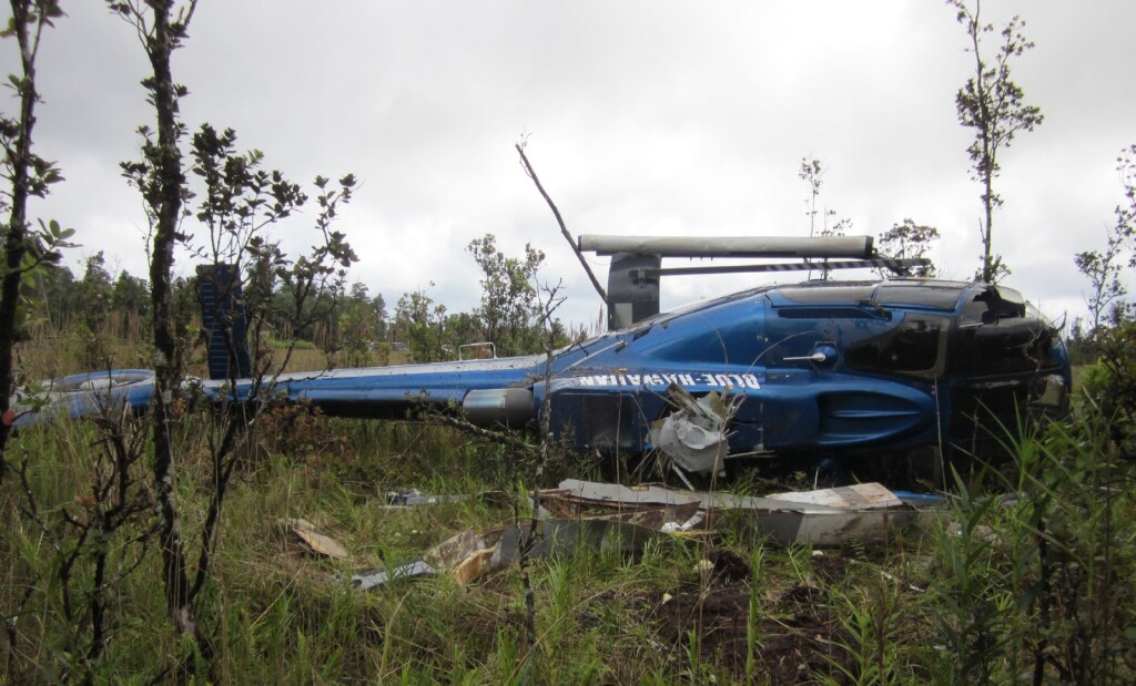 Wreckage of Blue Hawaiian Helicopters Airbus EC130B4 N11QK (Credit: NTSB)